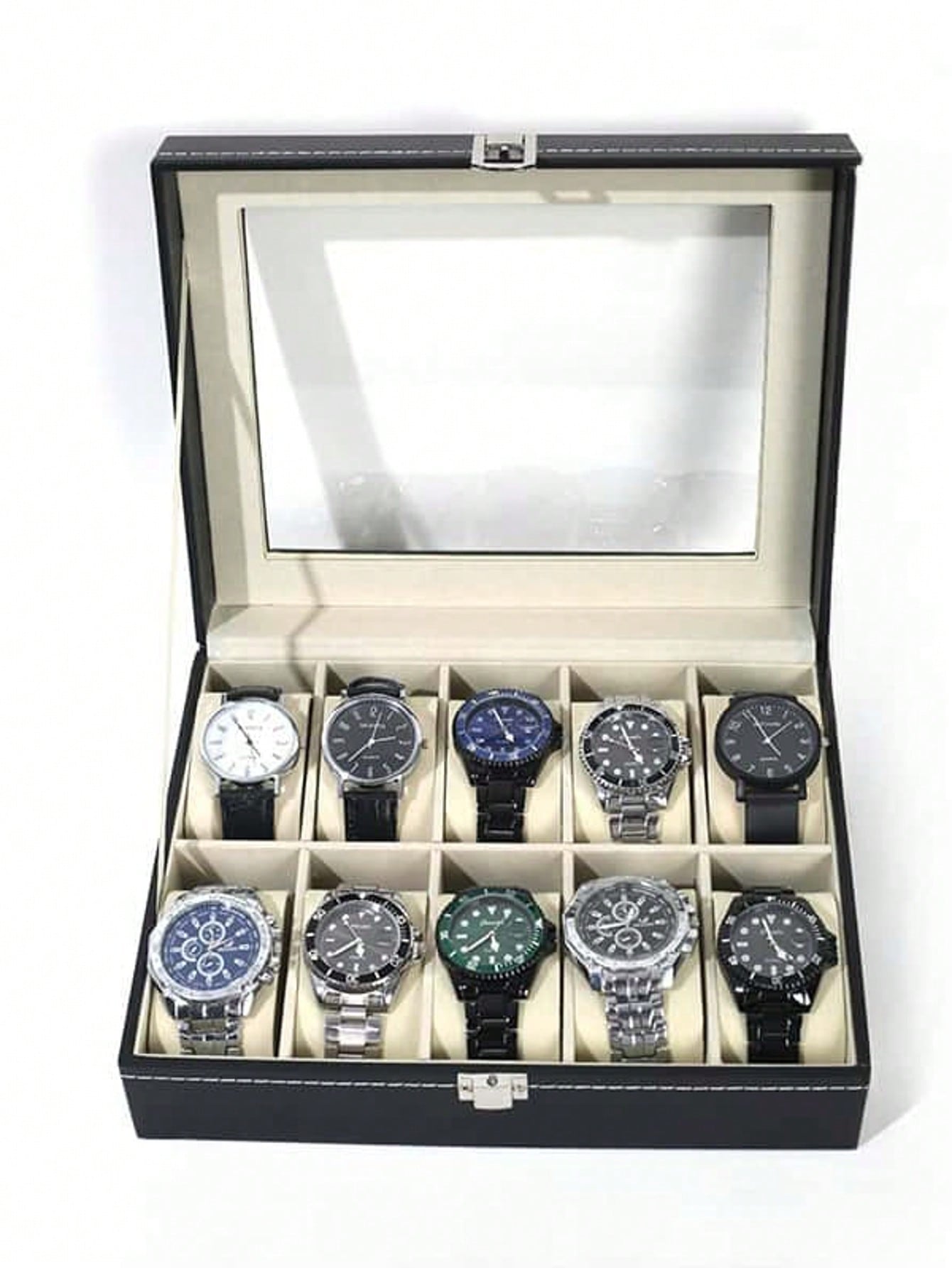 Jewelry With Watches - Leren horlogedoos met slot, grote capaciteit