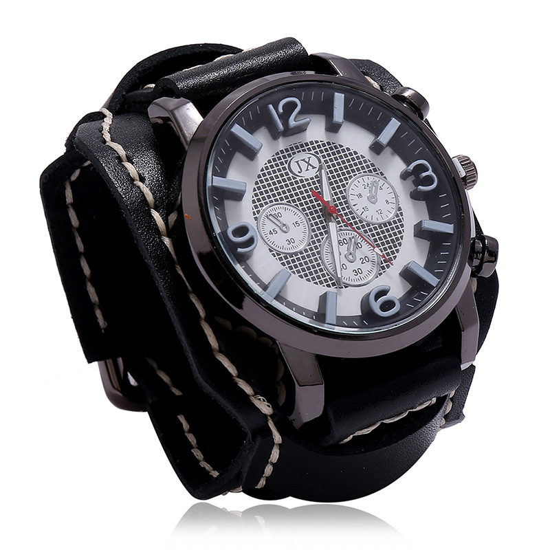 Jewelry Watches For Men - Punk Vintage Echt Lederen Band Elektronisch