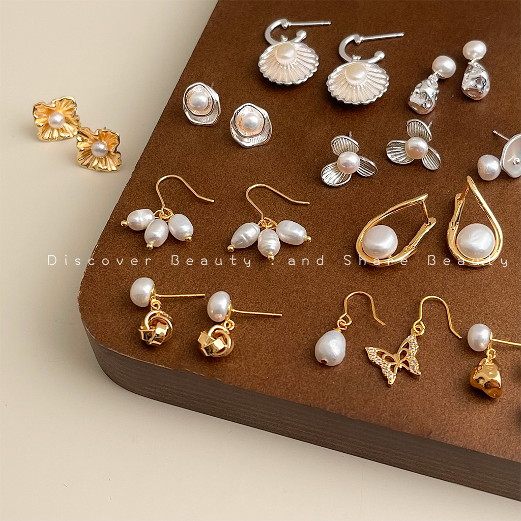 Pearl Stud Earrings - DIY-accessoires Mode-oorbellen met zoetwaterparels Franse lichte