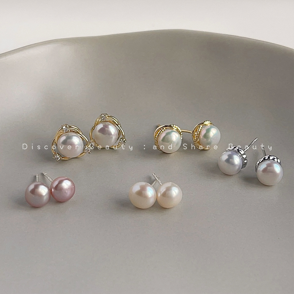Pearl Stud Earrings - DIY accessoires Persoonlijkheid kleine zoetwaterparel oorknopjes