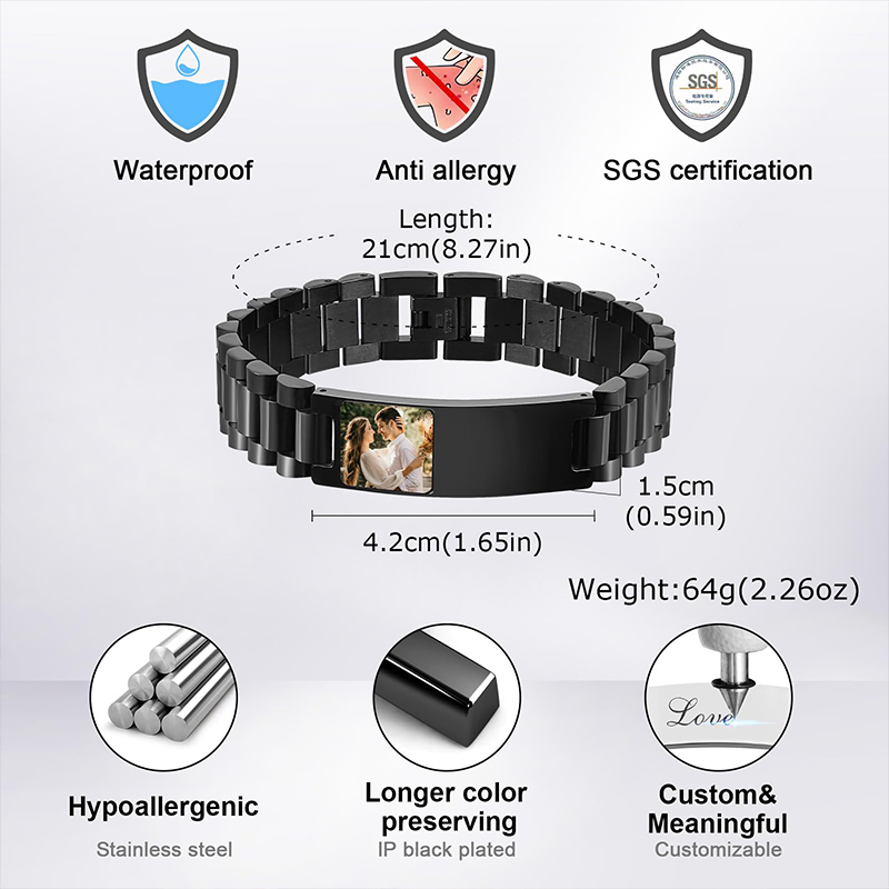 Aangepaste foto tekst armband  - Jewelry Watches For Men recensie en prijs
