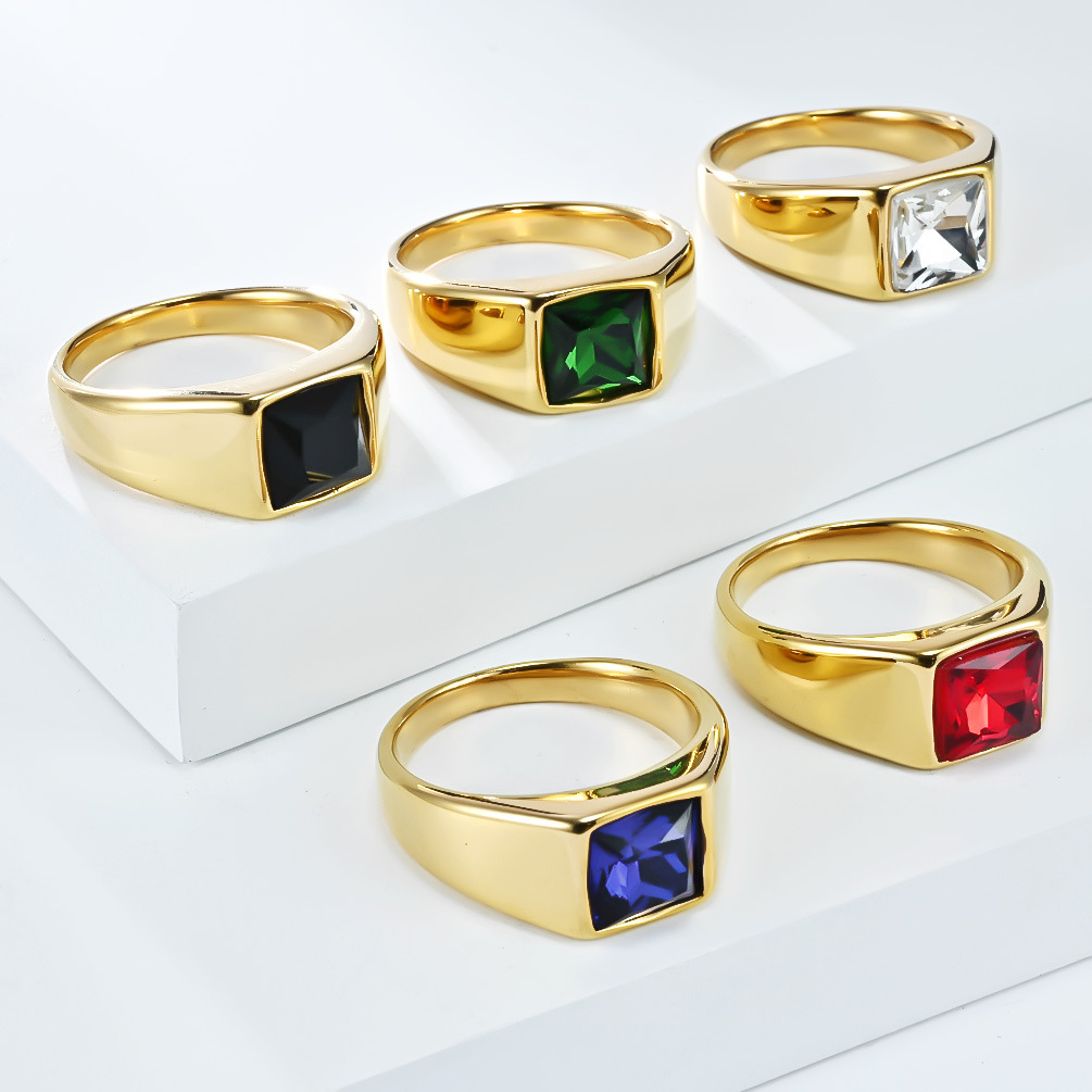 Roestvrij staal glanzende zirk - Mens Signet Ring recensie en prijs