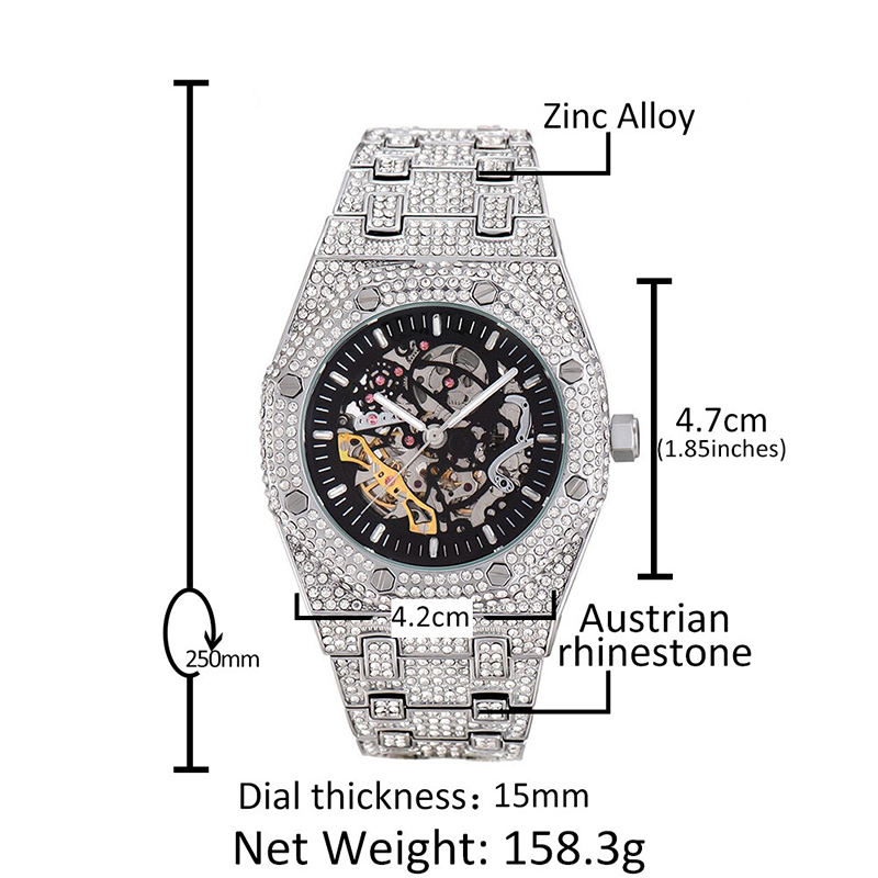 Hip Hop Bling Iced Out roestvr - Jewelry Watches For Men recensie en prijs
